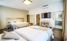 BURČÁKFEST ZNOJMO 2025 - Hotel MARIEL - Prostorný pokoj s postelí v hotelu Mariel.